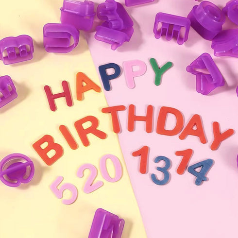 40pcs Alphabet Cookie Cutters Set Purple Plastic Letter Cake Decorating Fondant Number Cutters Mould Tools Fondant Letter and Number Stamps for Su...