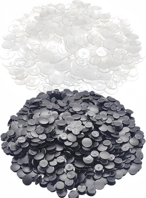 JIANYI Buckle Plastic Button, 100PCS Shoe Charm Buttons Round Buttons DIY Shoes Charm Accessories for Kids, Wristband Charm Backs (Black & Transpa...