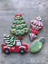 LILIAO Christmas Cookie Cutter Set, 4-pc, Pickup Truck with Christmas Tree, Christmas Tree, Light Bulb and Christmas Ornament Biscuit Fondant Cutt...