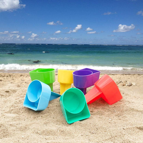 Home Queen Beach Cup Holder with Pocket, Multifunctional Sand Cup Holder for Beverage Phone Sunglass Key, Beach Accessory Drink Sand Coaster, Set ...
