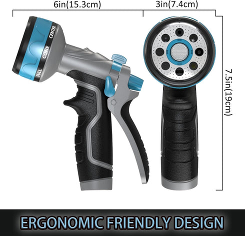 Upgrade Garden Hose Nozzle Sprayer with Water Volume Control Valve, High Pressure Water Gun, 8 Adjustable Watering Patterns Suitable for Watering ...