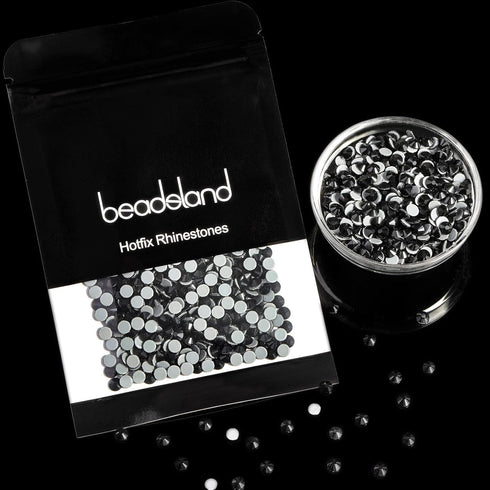Beadsland Hotfix Rhinestones, 2880pcs Flatback Crystal Rhinestones for Crafts Clothes DIY Decoration, Black, SS10, 2.7-2.9mm...