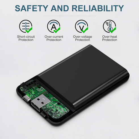 Battery Pack for Heated Vest, 5V 2A 10000mAh USB Power Bank with USB-C Charging Cable, Ultra Thin Portable Charger for Heated Jacket, Pants, Scarf...