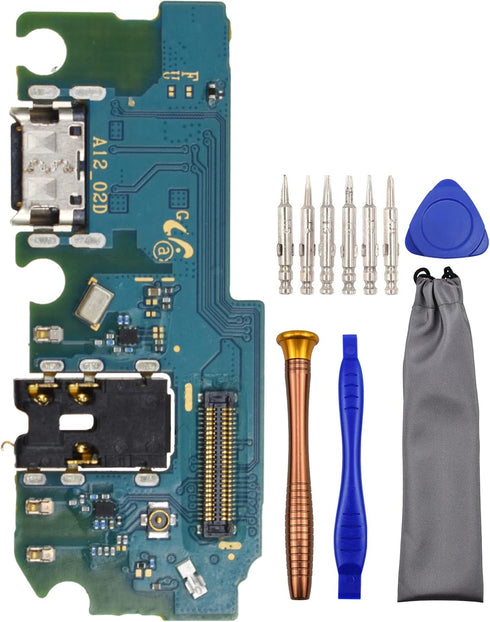 USB Charging Port Replacement Part Assembly Board for Samsung Galaxy A12 SM-A125F with Microphone Headphone Jack and Tool Kit...