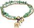 Handmade Green Aventurine Stone Chip Elephant Charm Brass Beads Anklets Bracelet 10 Inches...