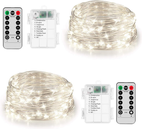2 Pack 20ft 60 Led Fairy Lights with Remote Timer Waterproof Christmas Decor Battery Operated Twinkle Firefly Lights for Bedroom, Garden, Easter, ...