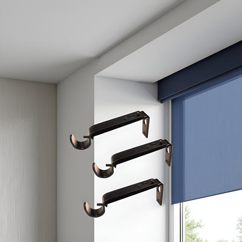 Curtain Rod Brackets Heavy Duty Drapery Hardware Adjustable Rod Holders for 7/8 or 1 Inch Rods, Set of 3 (White, fits rods up to 1 inch)...