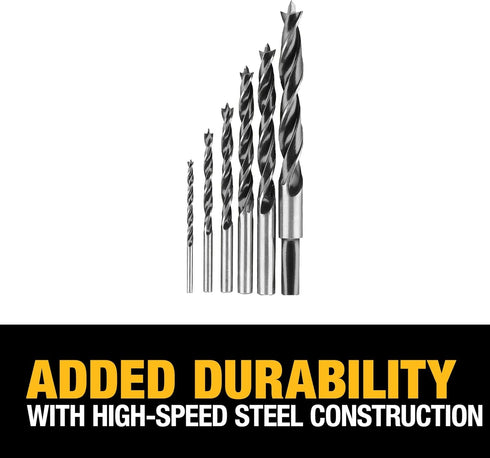 DEWALT Drill Bit Set, Brad Point, 6-Piece (DW1720) , Black...
