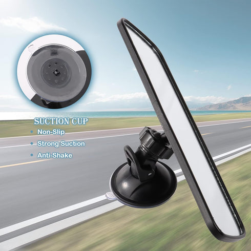 9.8'' Car Rear View Mirror with Suction Cup, Anti Glare Adjustable Auto Interior Rearview Mirror, HD Thickened Vehicle Inside Mirror Reduce Blind ...