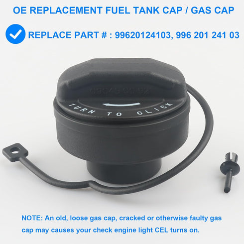 Gas Cap, Fuel Cap with Strap Clip Replace 99620124103, 996 201 241 03 Compatible with Porsche 986 987 996 997 - Compatible with Boxster 1997-2012,...
