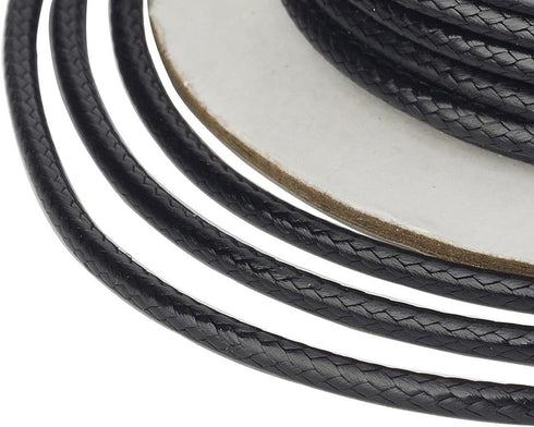 Pandahall 1Roll/91m/100Yards 2mm Waxed Polyester Cord Thread Beading String with Spool for Braided Bracelets Jewelry Making Macrame Supplies Black...