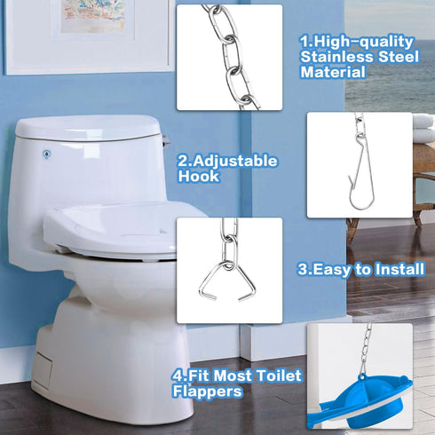 Toilet Chain Toilet Flapper Chain 3Pcs Toilet Handle Replacement Kit 9.5“ Stainless Steel Toilet Handle Chain with Hook Ring Universal Toilet Lift...
