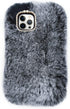 Losin Compatible with iPhone 15 Pro Case Cute Plush Case with Glitter Lanyard Strap Bling Diamond Camera Lens Protector Soft Winter Warm Plush Flu...