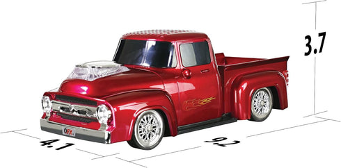 QFX Bluetooth 1956 Pickup Truck Replica Speaker, 3-inch Speakers, Hands Free Link, Built-in Microphone, FM Radio and LED Party Lights, Red - BT-19...