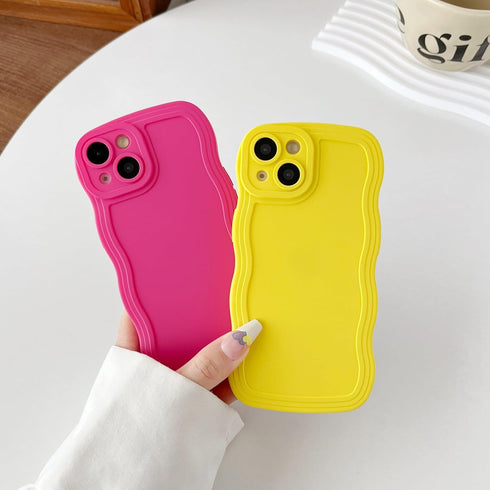 Caseative for iPhone 14 Case, Solid Color Curly Wave Frame Soft Compatible with iPhone Case (White,iPhone 14)...