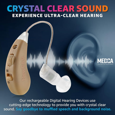 Hearing Amplifiers Set with New Digital Technology - Almost Invisible Design and Rechargeable USB Dock - Personal Pair Sound Amplifier with Adjust...