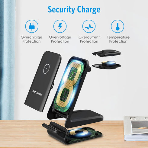 Criacr 3 in 1 Charging Station for Apple Samsung Multiple Devices,Wireless Chager for iPhone 15/14/13/12 & Samsung Galaxy, Magsafe Charging Stand ...