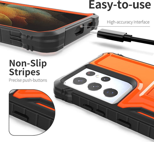 ExoGuard for Samsung Galaxy S21 Ultra 5G Case, Rubber Shockproof Full Body Cover Case for Samsung S21 Ultra 5G Phone 6.8 inch, Built-in Kickstand ...