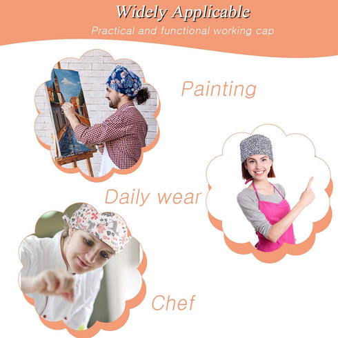Geyoga 6 Pieces Women Scrub Caps Surgical Caps with Buttons Working Adjustable Sweatband Bouffant Hats...