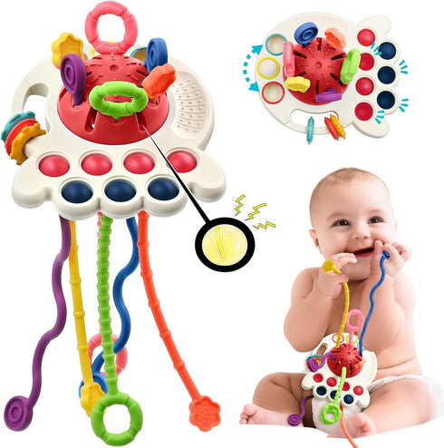 AiTuiTui Sensory Montessori Baby Toys 6 to 12 Months, Toddler Travel Toys for 1 2 Year Old Boy Girl Birthday Gifts, Soft Pull String Fidget Educat...