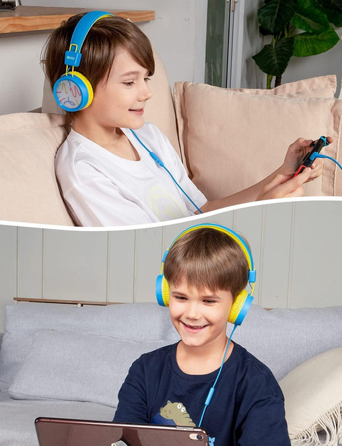 RIYO KH20 Kids Headphones with HD Microphone Compatible with Phones/laptops/Tablets/Computers and Gaming Devices (Sky Blue)...