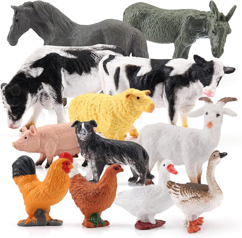 Farm Animal Model Playsets 12 PCS Mini Poultry Chicken Duck Geese Action Figure Toys for Boys Girls Kids...