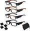 4 Pack Reading Glasses with Lights in Frame, Bright LED Readers Magnifying Glasses for Men Women, Lightweight Reading Glasses +350...