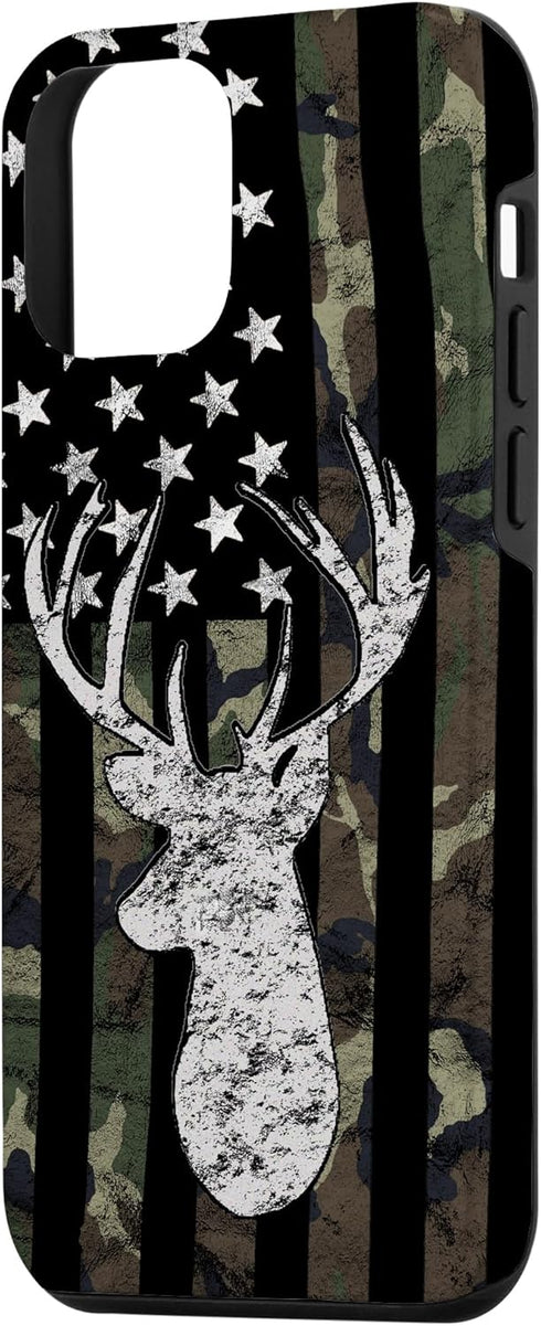 Deer Hunting Camouflage American Flag Whitetail Buck USA Case for iPhone 12 mini...