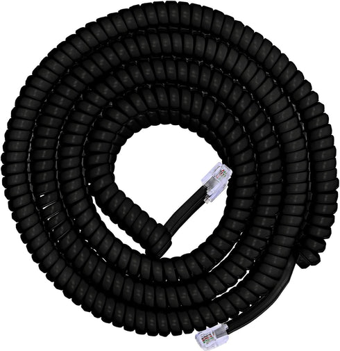 Power Gear Coiled Telephone Cord, 4 Feet Coiled, 25 Feet Uncoiled, Phone Cord works with All Corded Landline Phones, For Use in Home or Office, Bl...
