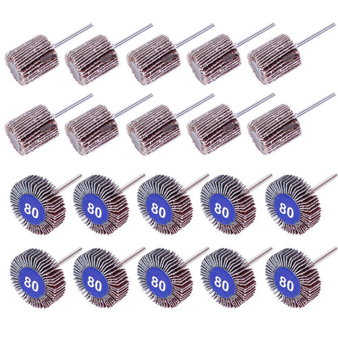 AUTOTOOLHOME 20PCS Abrasive Flap Wheel Sander 80 Grit 1/8" Shank Diameter 32mm 3/8" Thick and 1" Abrasive Sandpaper Flap Sanding Wheel Grinding He...