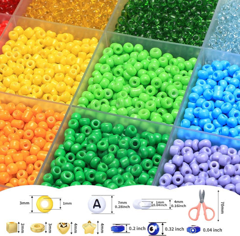 IOOLEEM Seed Beads, 10000+pcs 3mm Glass Seed Beads, Glass Beads for Jewelry Making, Seed Beads Kit, Seed Beads for Jewelry Making, Glass Beads for...