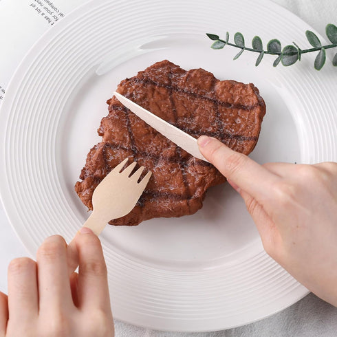 LOVEINUSA 165PCS Wooden Utensils, Natural Wood Cutlery Incl.55 Forks 55 Spoons 55 Knives for Party Wedding Picnic Camping...