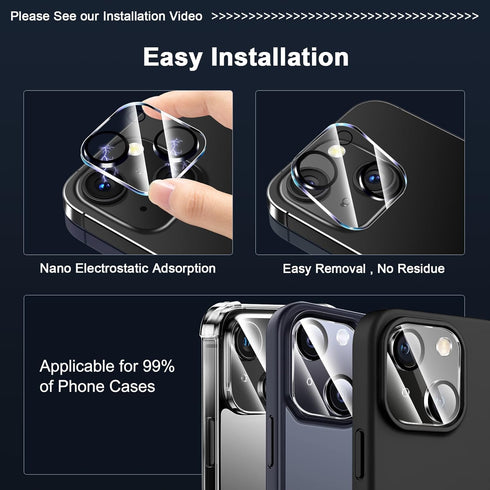 4 Pack Camera Lens Protector for iPhone 15 6.1" / iPhone 15 Plus 6.7", Tempered Glass Camera Cover, HD Clear, Anti-Scratch, Strong Adhesion [Does ...