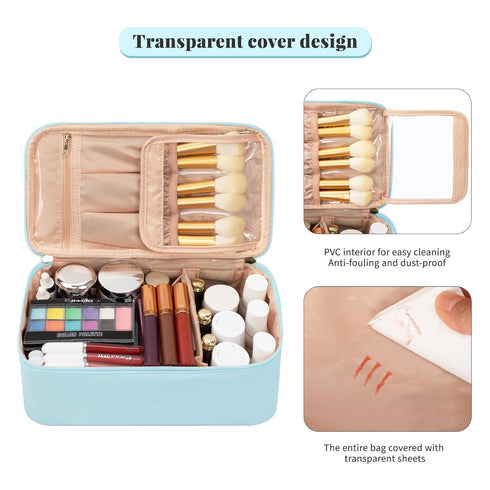 OCHEAL Makeup Bag,Vegan Leather Makeup Organizer Bag,Travel Essentials Cosmetic Bag Make Up Bag Small Makeup Case Toiletry Bag for Women,Compact C...