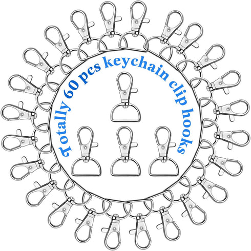 Key Chain Clip Hook, Anezus D Ring Clip Keychain Lanyard Swivel Snap Hooks Clip on Key Ring for Crafts and Purse Hardware (1 inch)...