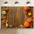 5x3ft Fall Thanksgiving Backdrops for Photography Pumpkins Dry Hay Leaves Rustic Brown Wood Board Festival Decoration Thanksgiving Photography Bac...