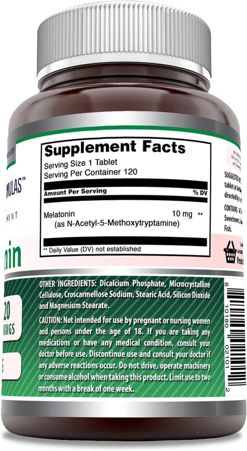 Amazing Formulas Melatonin Supplement | 10 Mg | 120 Tablets | Non-GMO | Gluten-Free | Made in USA...