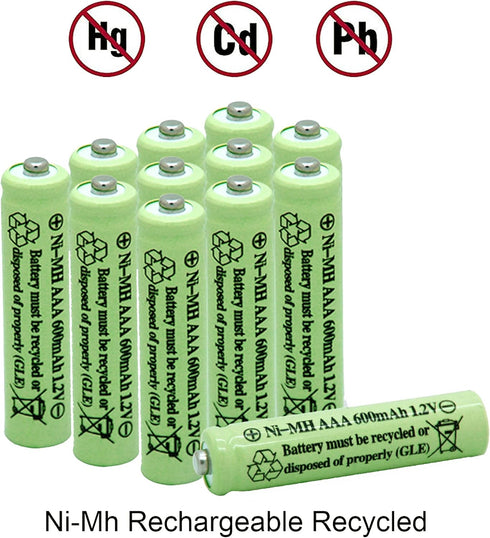 Solar Light Batteries AAA Triple A NIMH 600mAh 1.2V Rechargeable for Garden Lights Remotes Mice(12Pcs)...