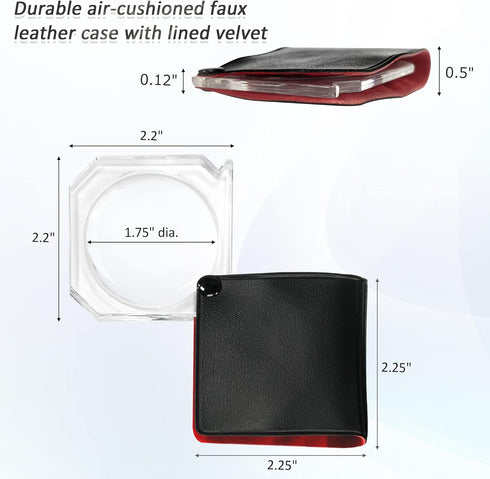 MAGDEPO 6X Small Pocket Size Folding Magnifier 1.75" Acrylic Magnifying Lens with Protective Air-Cushioned Faux Leather Rotatable & Compact for Re...