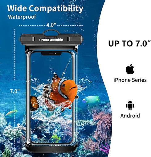 UNBREAKcable Waterproof Phone Case, 2-Pack IPX8 Universal Waterproof Phone Pouch Dry Bag for iPhone 15 14 13 12 11 Pro Max XR X XS SE 2022 8 Plus ...