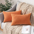 MIULEE Fall Pack of 2 Orange Pillow Covers 12x20 Inch Soft Boho Striped Corduroy Throw Pillow Covers Decorative Square Cushion Cases Pillowcases f...