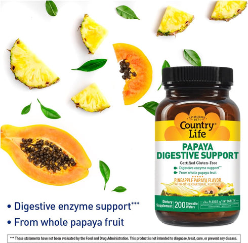 COUNTRY LIFE Papaya Digestive Support, 200 CT...
