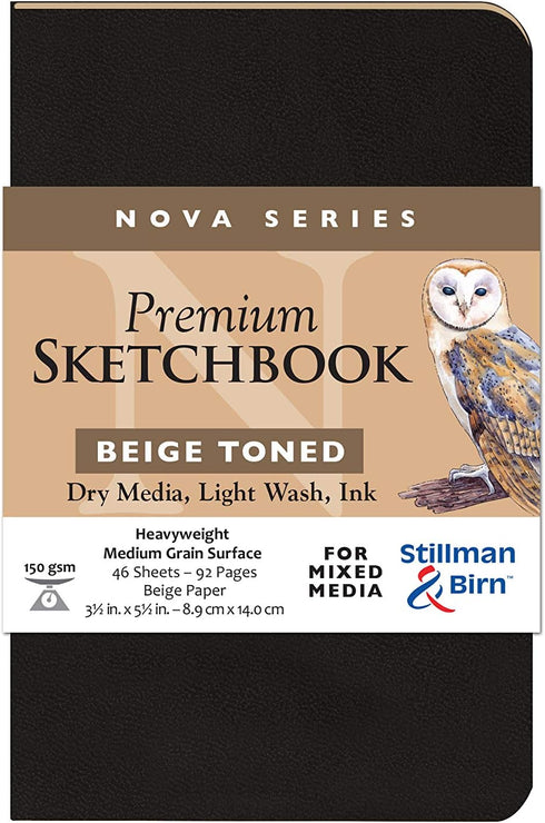 Stillman & Birn Nova Series Beige Softcover Sketchbook, 3.5" x 5.5", 150 GSM (Heavyweight), Beige Paper, Medium Grain Surface...