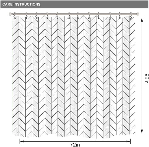 Riyidecor Chevron Shower Curtain Geometric Herringbone 72Wx96H Inch Striped Extra Long Simple Modern Classy Neutral Contemporary 12 Pack Metal Hoo...