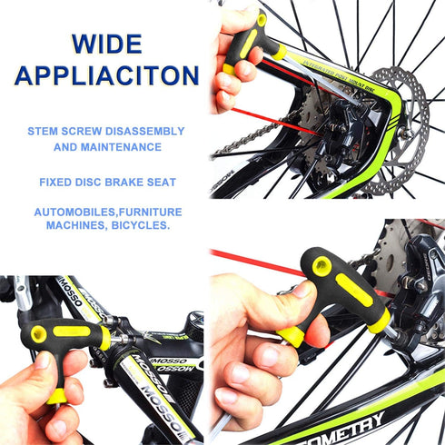 JONMON Bike Hex Key Allen Wrenches Set - 2.5/3/4/5/6mm Bicycle T-handle Long Arm Hex Key with Ball End Screwdriver Hand Tool for Bike Pedal Handle...
