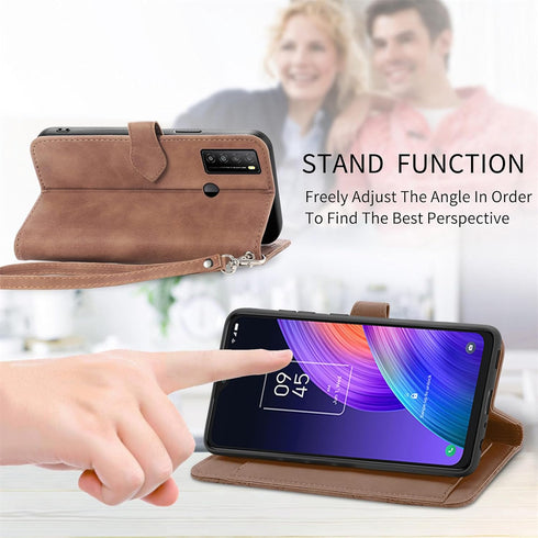 uriet Compatible with TCL 30 XL T701DL Wallet Case with Wrist Strap Lanyard Leather Flip Credit Card Holder Stand Folio Purse Cell Accessories Pho...