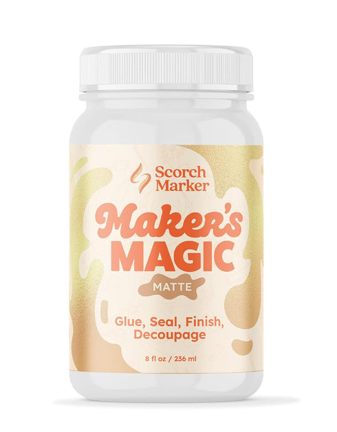 SCORCH MARKER Maker’s Magic Sealer, Matte Finish, All Purpose Glue, Waterbase Glue, Decoupage Sealer, and Finish for DIY Crafts, & Art Projects, C...