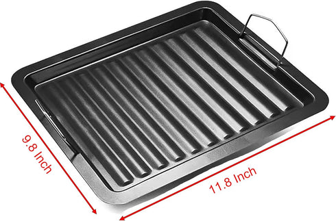 Baking and Frying Pan, 11.8 Inch x 9.8 Inch Iron Plate with Two Handle for Roast Meat, Baking Cake, Bread and other Foods (1)...