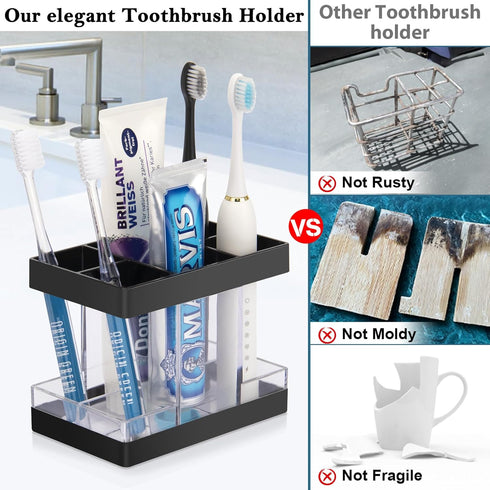 Toothbrush Holders for Bathrooms Countertop Organizer - Electric Toothbrush Holder Set, 5 Slots Toothbrush and Toothpaste Holder, Makeup Brush Sto...