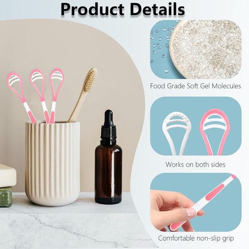 5 Pcs Tongue Scraper Tongue Brush, Scraper Handle Tongue Cleaners Brush to Help Resist Bad Breath and Freshen The Breath, Great for Adult Kids Rem...